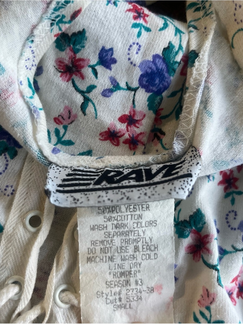 VNTG Rave Floral Romper Small Cottagecore Prairie Fairycore Lace Up ruffle leg - Picture 4 of 7